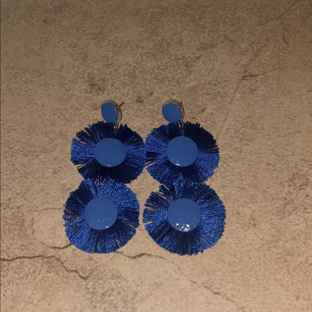 Elegant Blue Tassel Earrings